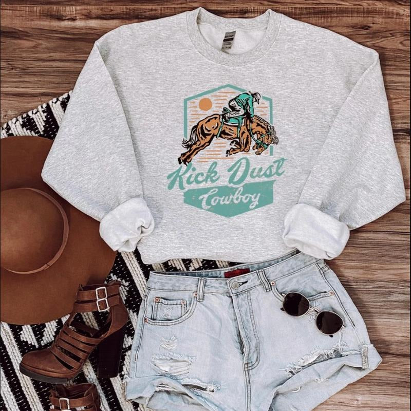 Kick Dust Cowboy Cowgirl Outfits Western Western Tops Western Tops Rodeo Outfits Shirt T-Shirts, Hoodie, Sweatshirt