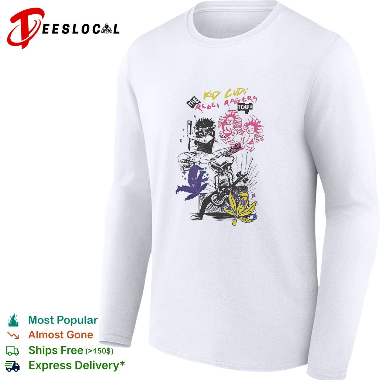 Kid Cudi Rebel Ragers tour skateboard shirt