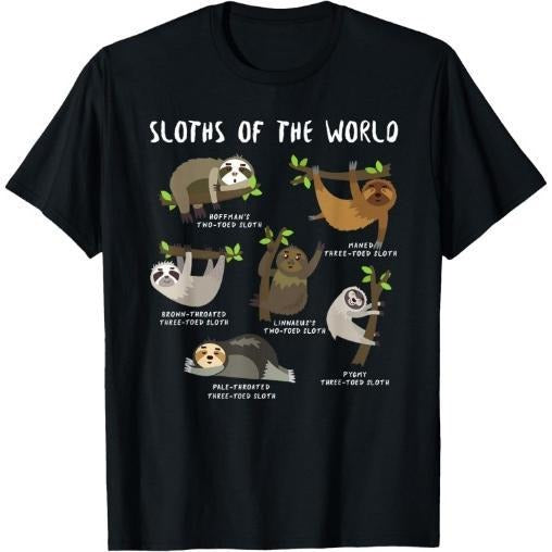 Kids Youth Boys Sloth Animal Design Themed - Types of Sloths T-Shirt Made in USA Hoodie Sweatshirt | PrintMintTees.com