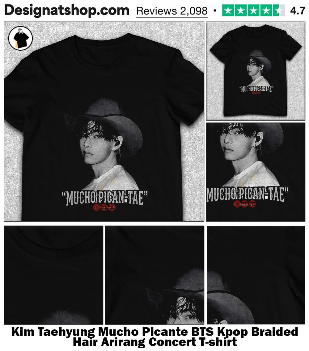 Kim Taehyung Mucho Picante BTS Kpop Braided Hair Arirang Concert shirt
