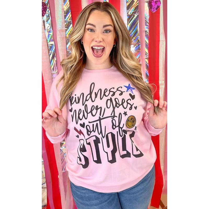 Kindness Never Goes Out of Style Sequin Graphic Sweatshirt Shirt Hoodie | PrintMintTees.com