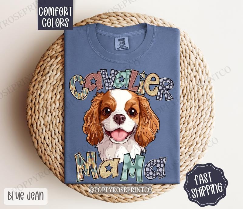 King Cavalier Mama Comfort Colors, Dog Mom Tee, Cute Mama Women's Tshirt Hoodie, Sweatshirt | PrintMintTees.com