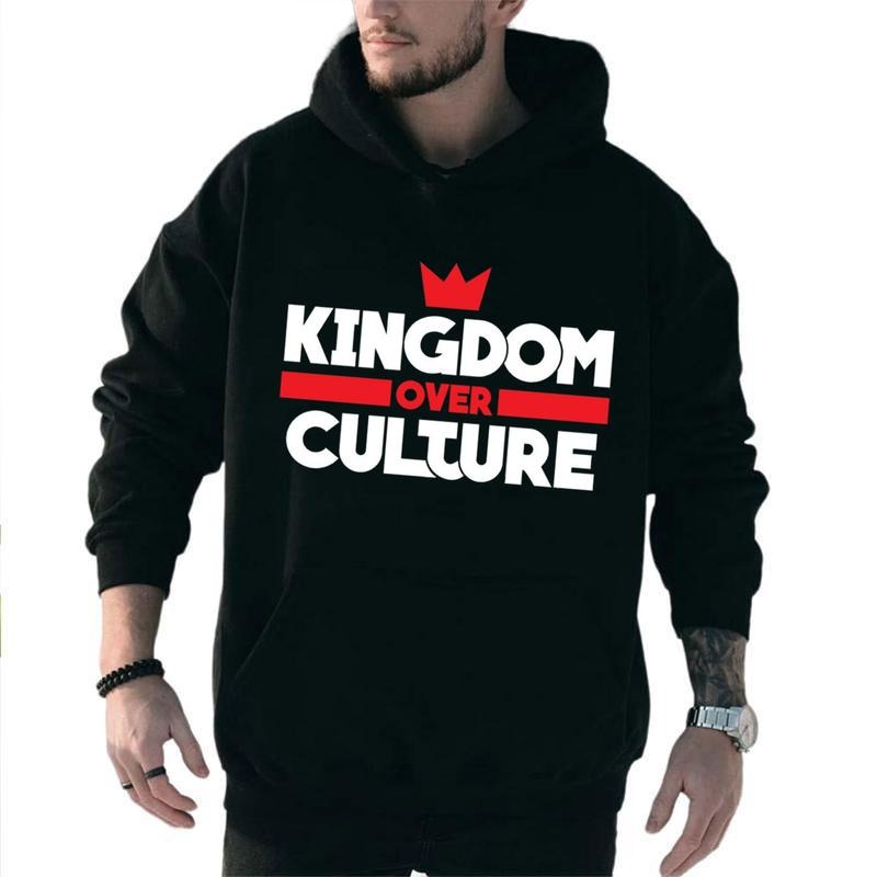 Kingdom over Culture Graphic Hoodie Fleece Fabric Casual Hooded Sweatshirt Trendy Tops Perfect Gift Shirt | PrintMintTees.com