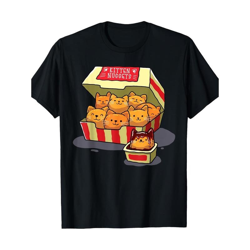 Kitten Nugget food Word Game Cat lover Gift Chicken Nugget T-shirt, men's T-shirt  made in usa Hoodie Sweatshirt