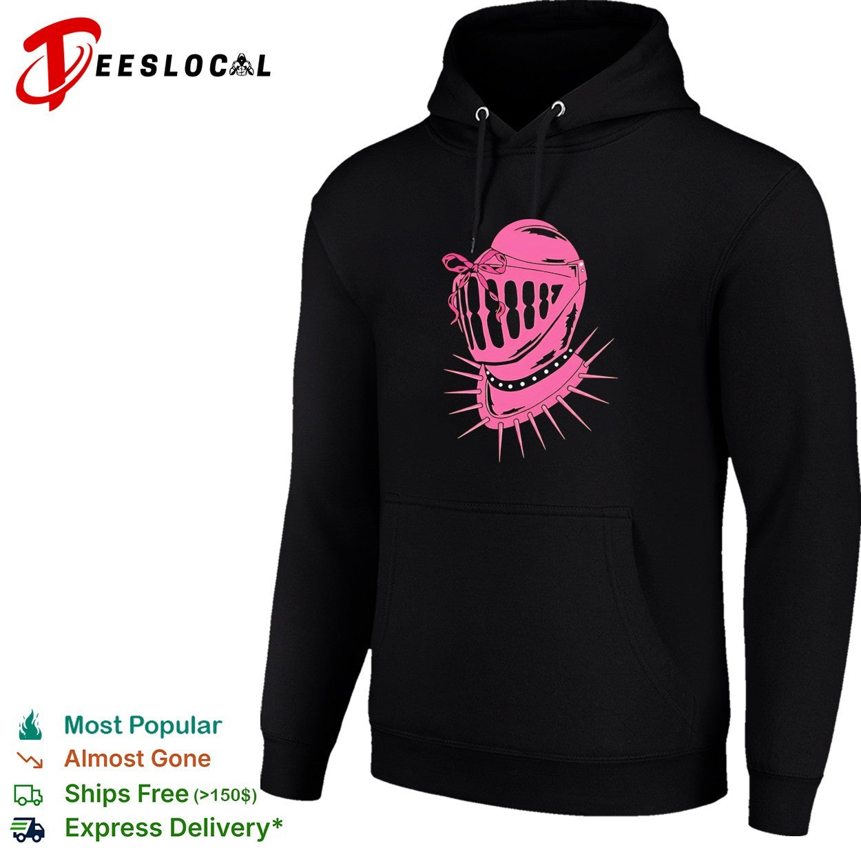 Knight helmet with Pink Bow and Spiked Choker shirt