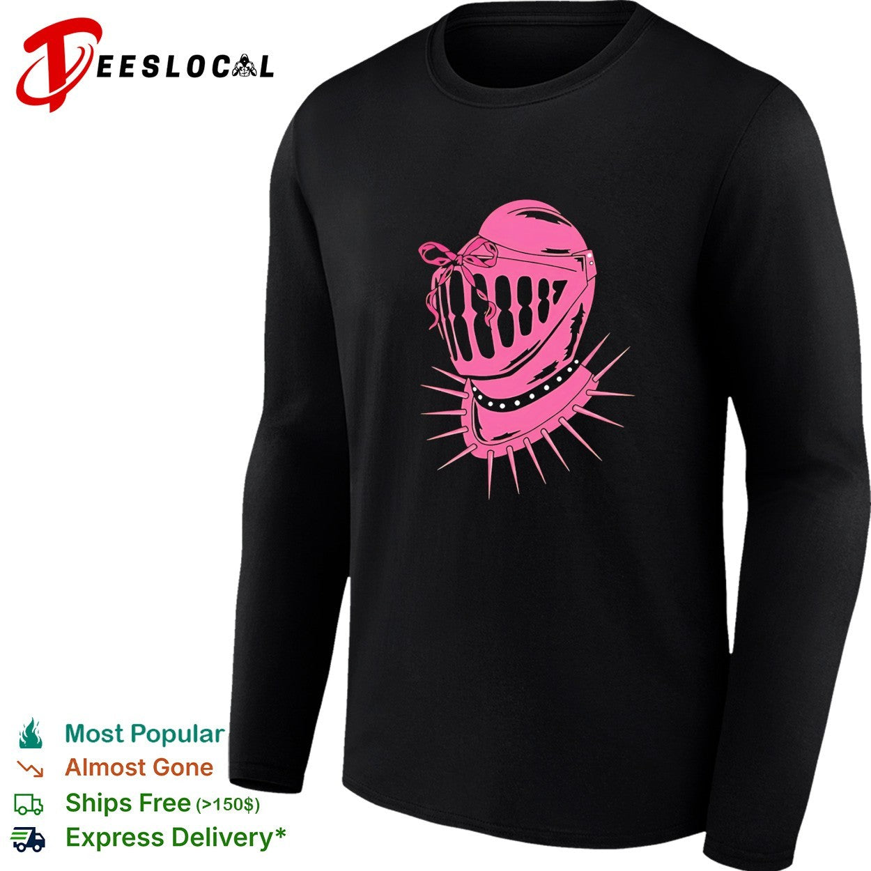 Knight helmet with Pink Bow and Spiked Choker shirt