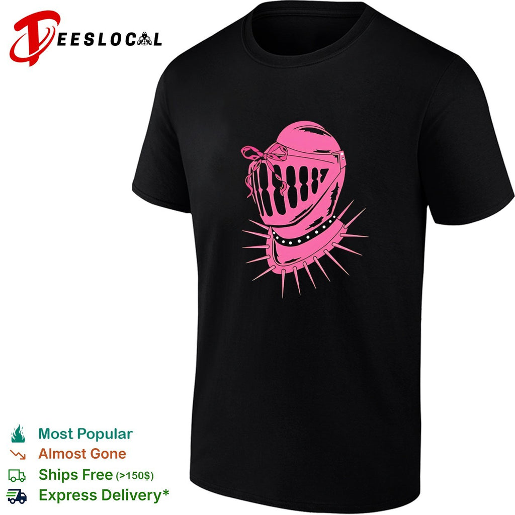 Knight helmet with Pink Bow and Spiked Choker shirt