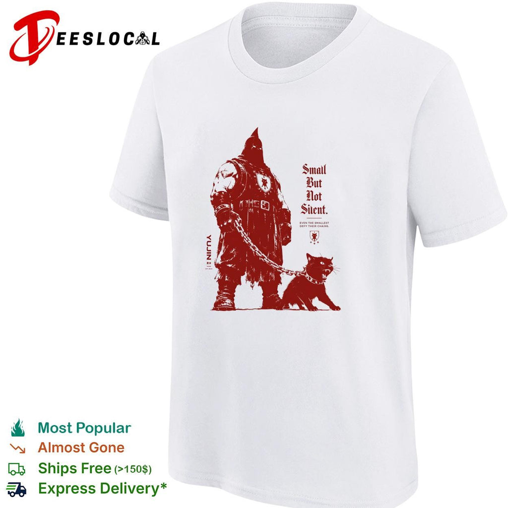 Knight walking black cat on chain small but not silent shirt