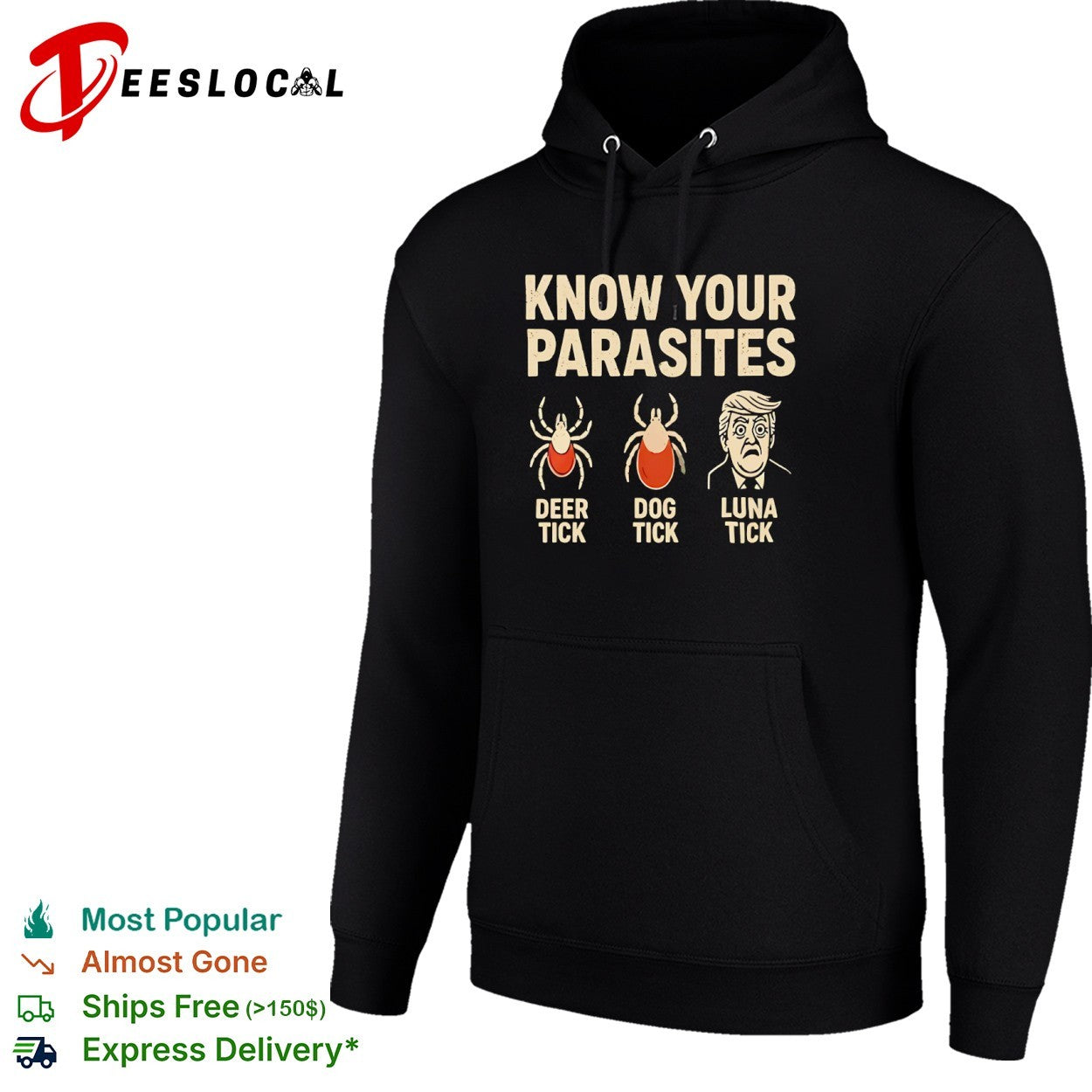 Know your parasites deer tick dog tick and Donald Trump luna tick shirt