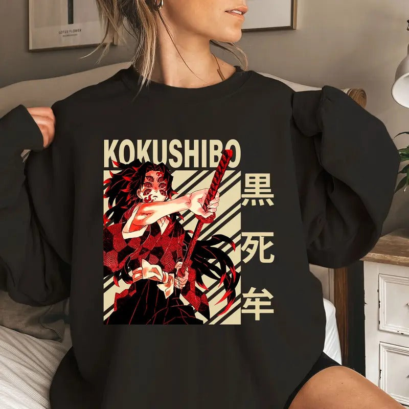 Kokushibo Upper Moon 1 DM Characters Shirt Crewneck Hoodie, Anime Otaku Shirt Comfort Cotton Sweatshirt | PrintMintTees.com