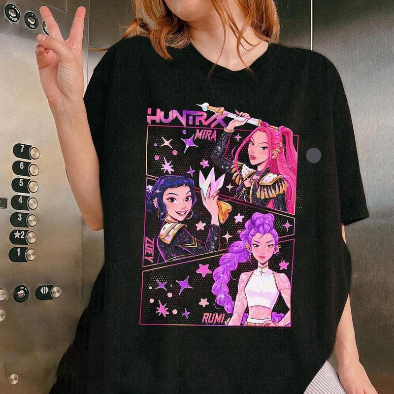 Kpop Colors T-Shirt Gift for Woman, Jinu Manga, Kpop Huntrix PIN, Hunter Merch, Saja Girls Fan Poster, Kpop Tee Hoodie...