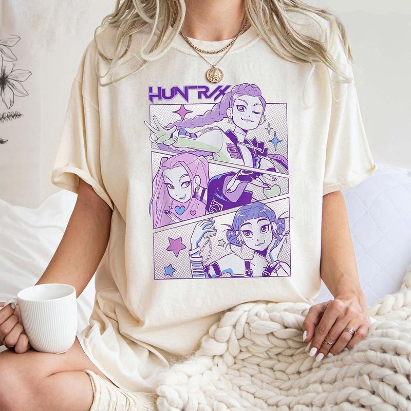 Kpop Demon Hunters T-shirt Gift For Woman, Jinu Manga Shirt, Kpop Huntrix Pin, Demon Hunter Merch, Saja Girls Fan Poster,...
