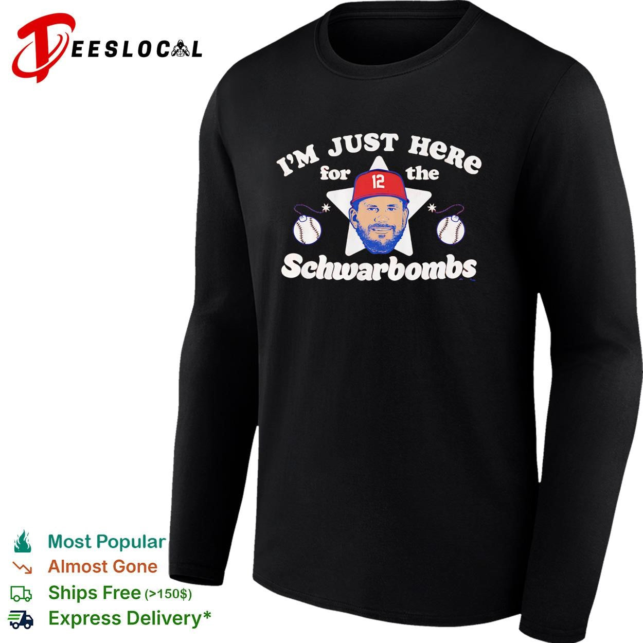 Kyle Schwarber Philadelphia Phillies I’m Just Here For The Schwarbombs cartoon shirt