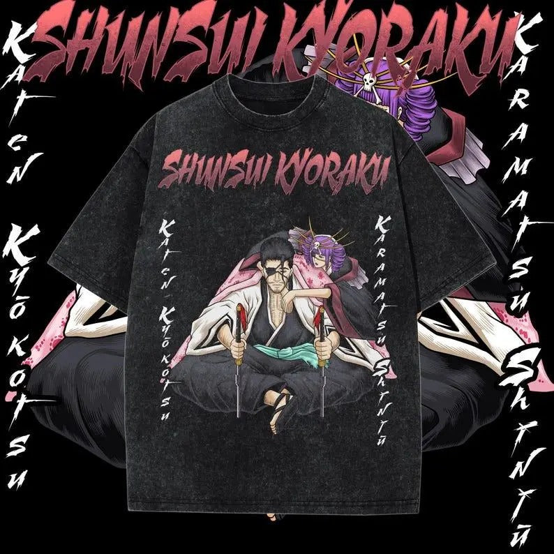 Kyoraku Heavy Oversized Dyenomite Mineral Wash T-Shirt Unisex Anime T-Shirt | Streetwear & Gym Style Best Holiday Gift...
