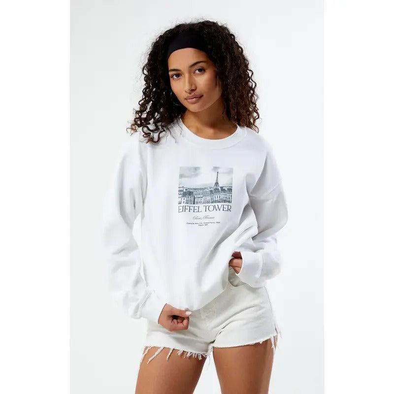 PS / LA Women's Eiffel Tower Crew Neck Sweatshirt Shirt Hoodie | PrintMintTees.com
