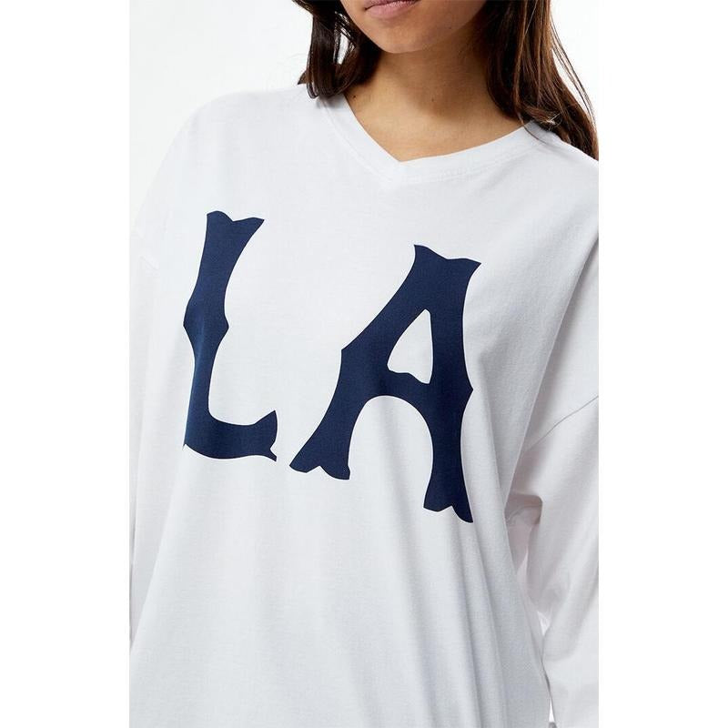PS / LA Women's LA Long Sleeve Oversized T-Shirt Hoodie Sweatshirt | PrintMintTees.com