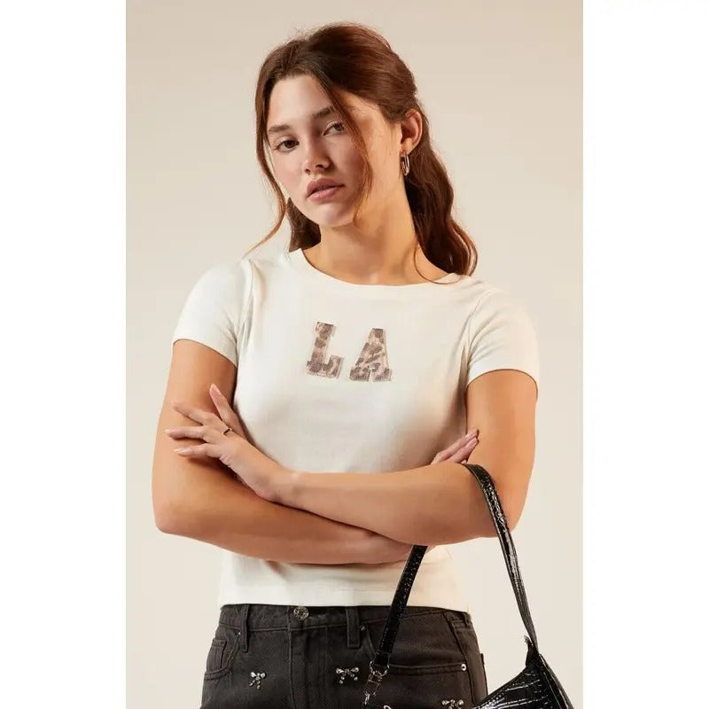 PS / LA Women's Leopard LA Skimmer T-Shirt Hoodie Sweatshirt | PrintMintTees.com