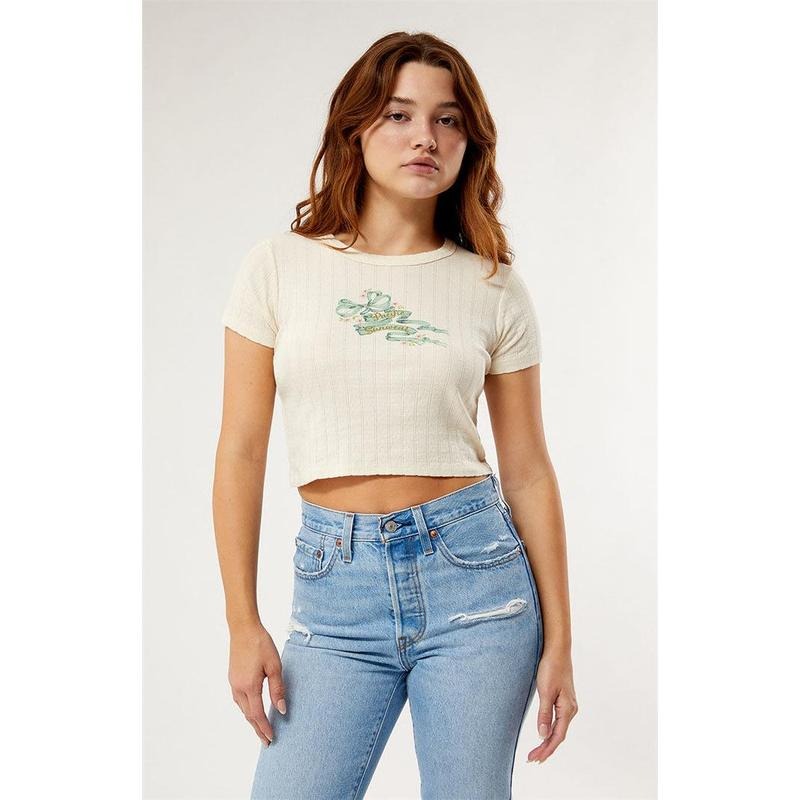 PS / LA Women's Pacific Sunwear Bow Ribbon Pointelle T-Shirt Hoodie Sweatshirt | PrintMintTees.com