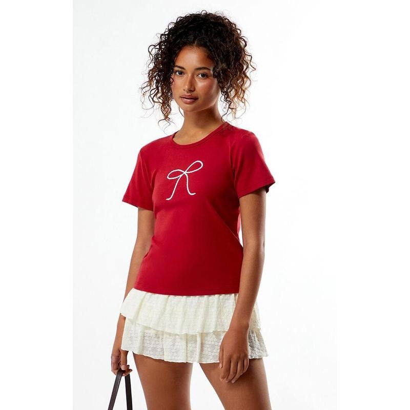 PS / LA Women's Rope Bow Skimmer T-Shirt Hoodie Sweatshirt | PrintMintTees.com