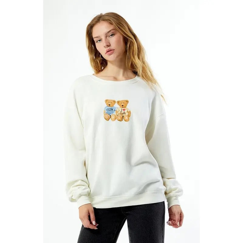 PS / LA Women's Teddys Crew Neck Sweatshirt Shirt Hoodie | PrintMintTees.com