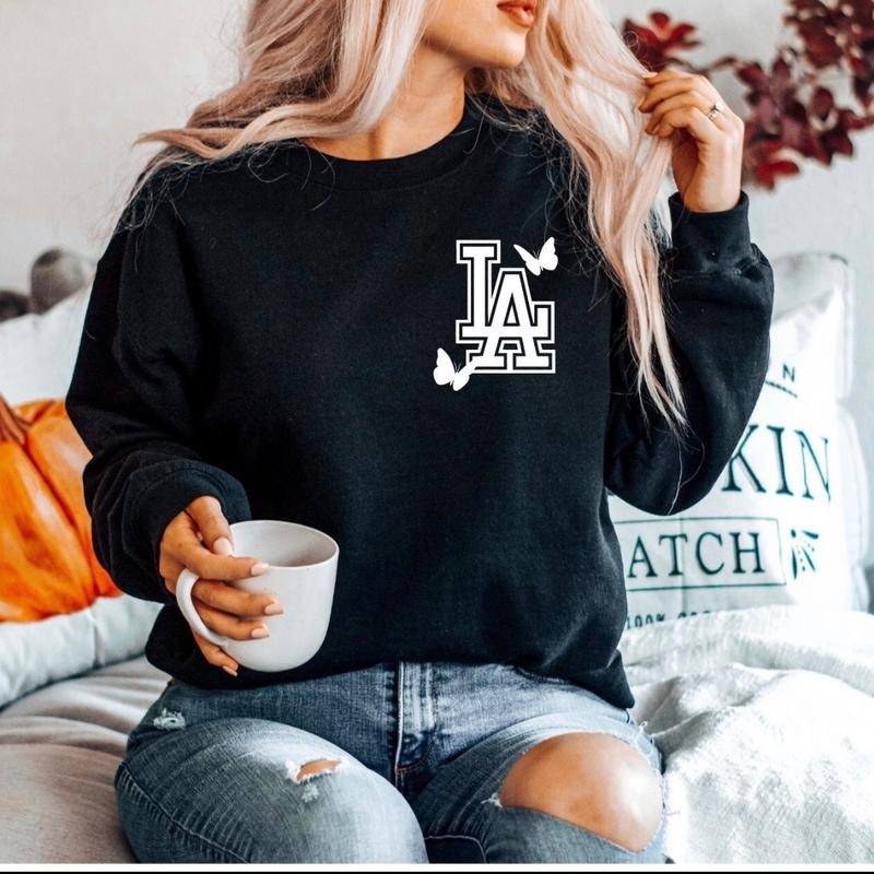 LA with butterflies crewneck sweatshirt T-Shirts, Hoodie | PrintMintTees.com