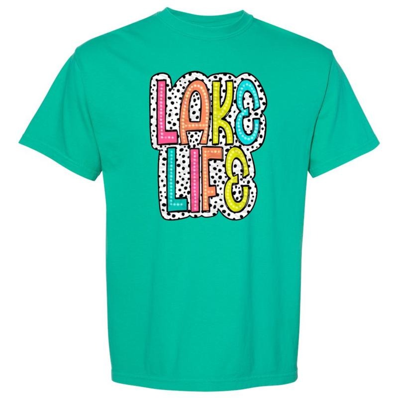 LAKE LIFE Neon Spotted Comfort Colors T-Shirt Hoodie Sweatshirt | PrintMintTees.com