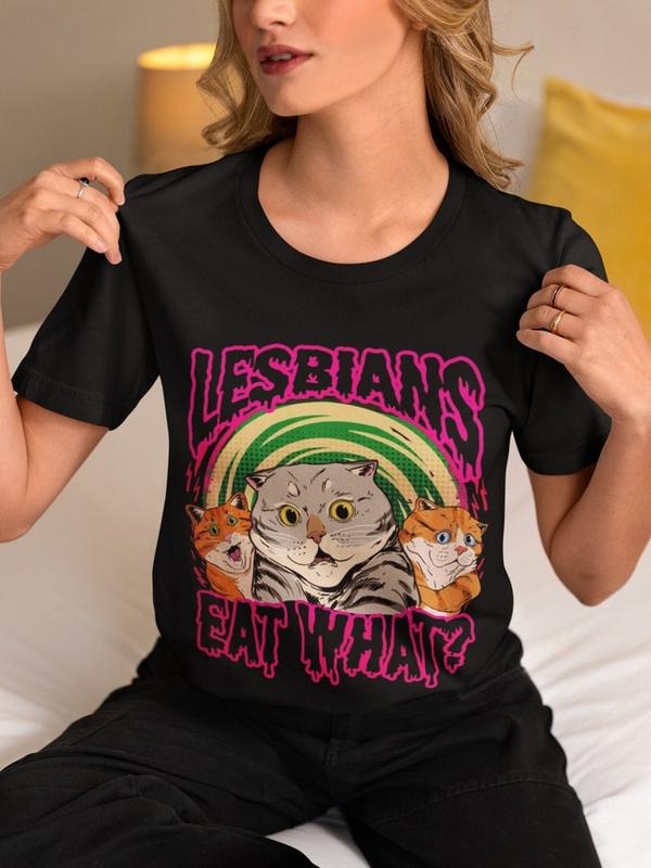 LGBT Lesbian Eat What Cat Vintage T-Shirt, Busy Thinking Shirt, Lesbian Shirt, Pride Month Shirt, For LGBT Shirt Unisex...