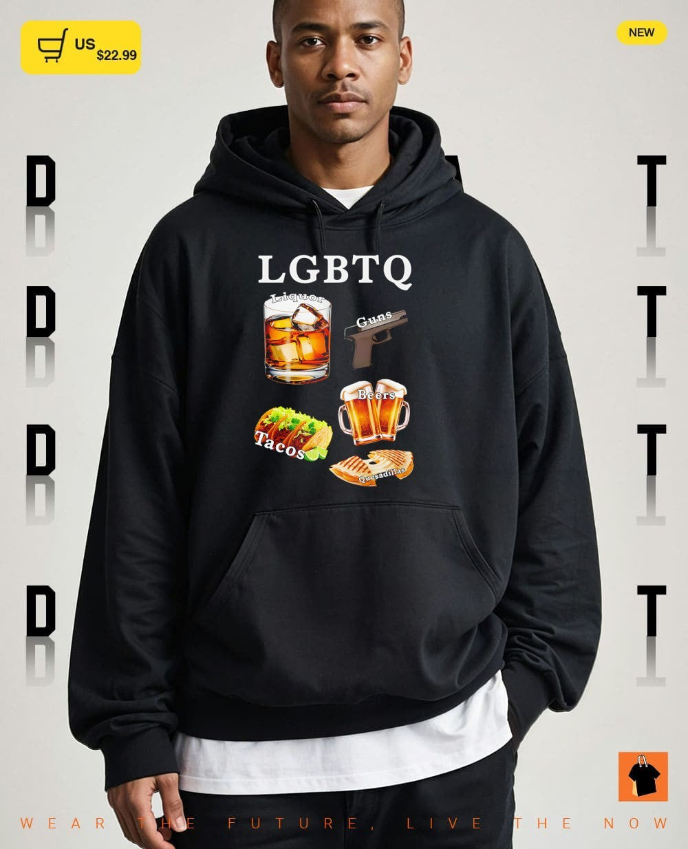 LGBTQ liquor guns beers tacos quesadillas graphic shirt