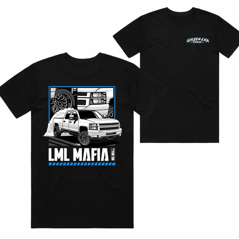 LML Mafia White Truck Tee, Graphic Truck Enthusiasts Shirt, Stylish Car Merch for Automotive Enthusiasts Hoodie Sweatshirt