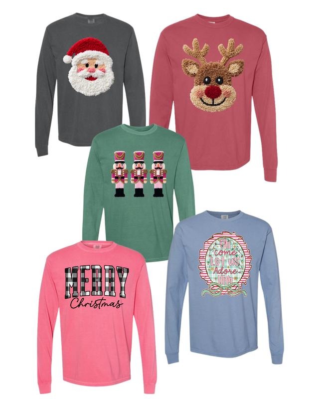 LONG SLEEVE- MERRY & MAKE IT CHRISTMAS COMFORT COLORS HEAVYWEIGHT LONG SLEEVE T-SHIRT Hoodie Sweatshirt | PrintMintTees.com