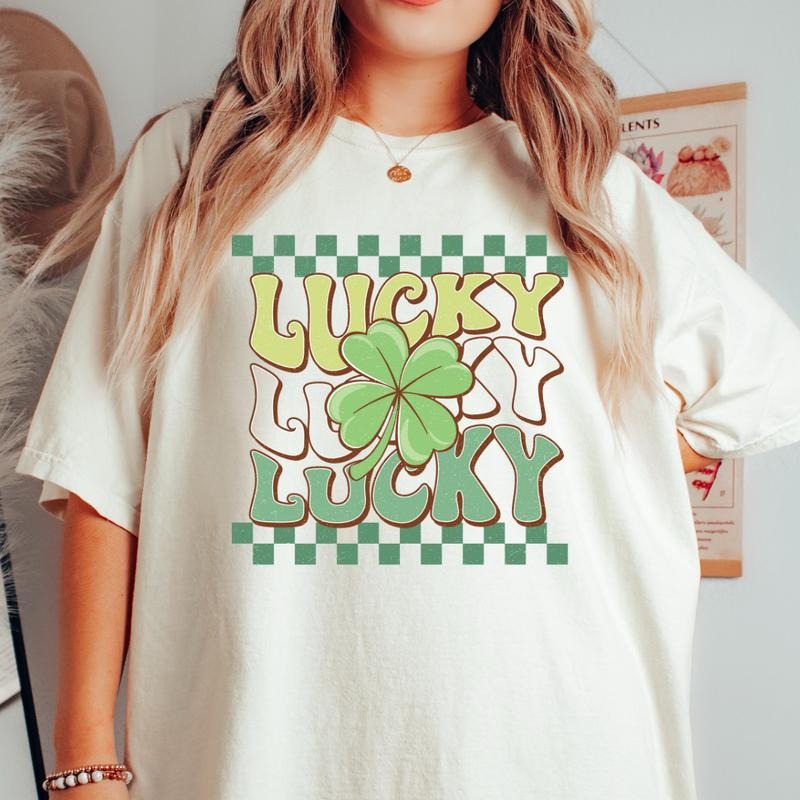 LUCKY REPEAT RETRO ST. PATRICKS SHIRT (COMFORT COLORS T-SHIRT, CASUAL SHIRT UNISEX, HOLIDAY SHIRT, ST. PATTYS DAY)...