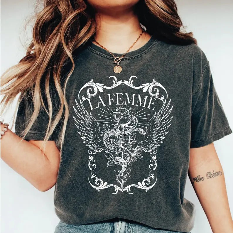 La Femme Snake Rose Dark Art Shirt Snake Rose Shirt 209 Cotton Short Sleeve T-Shirts, Hoodie, Sweatshirt