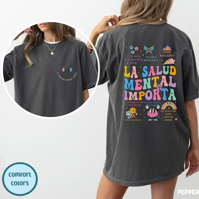 La Salud Mental Importa Frases Motivacionales Mental Health Matters Mental Health Quote T-shirt Counselor Gifts Anxiety...