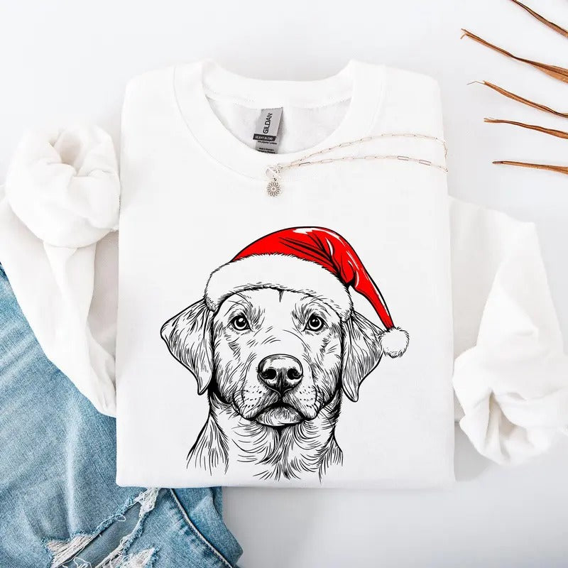 Labrador Retriever Santa Dog Dog Lover Pet Crew Neck Shirt Hoodie Sweatshirt