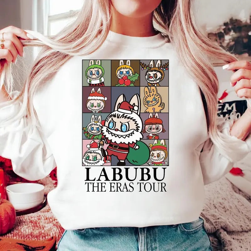 Labubu The Eras Tour Christmas Shirt Labubu Christmas Shirt Labubu Monster Holiday Season Shirt Labubu Lover Shirt Merry...