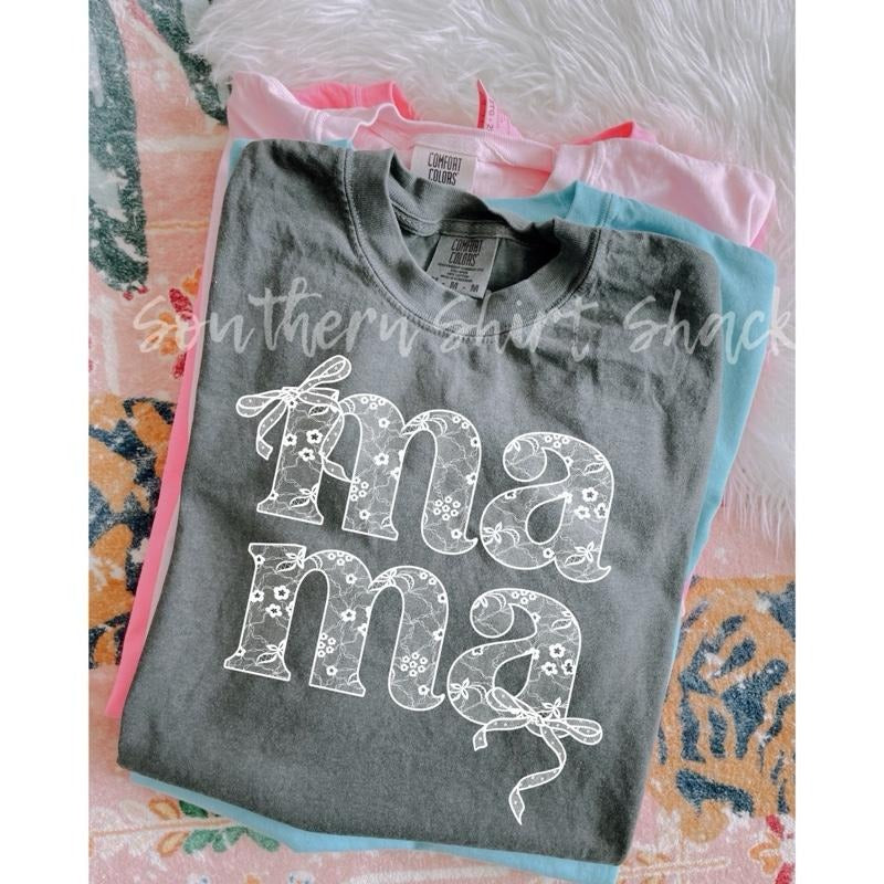 Lace Bow Mama T shirt  | Pepper comfort colors T shirt top Hoodie Sweatshirt | PrintMintTees.com