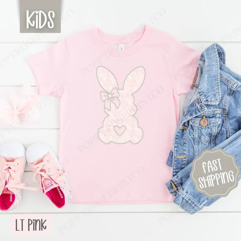 Lace Bunny Kids Shirt - Easter Children's Tshirt - Cute Youth Tee Gildan Hoodie, Sweatshirt | PrintMintTees.com