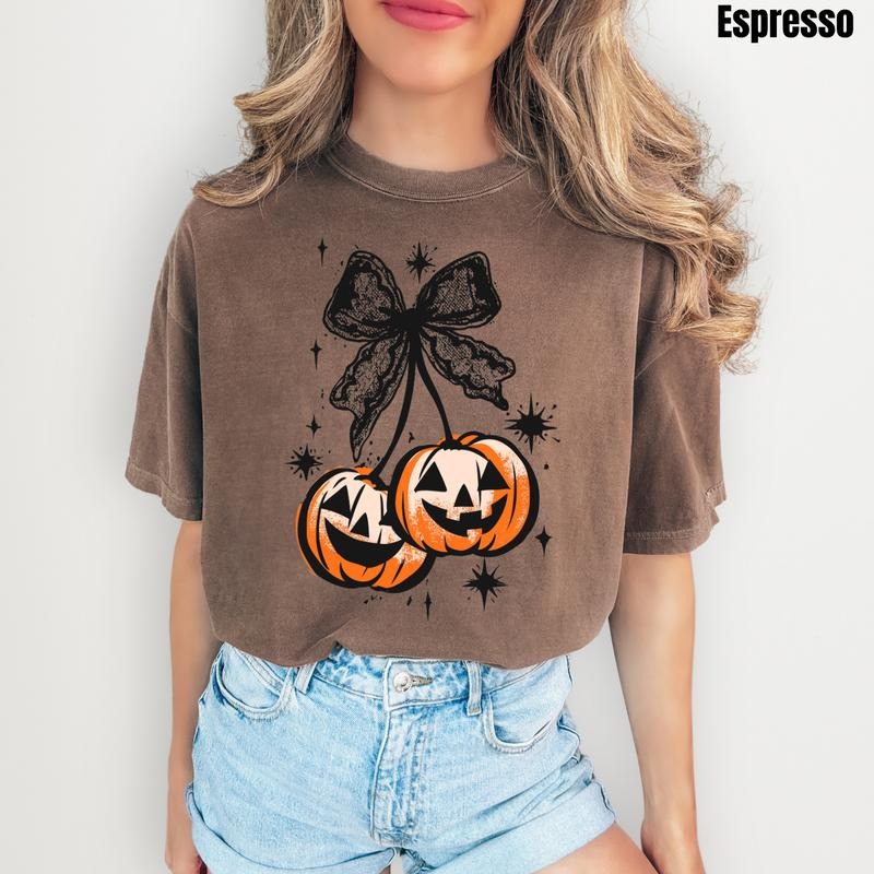 Lace Pumpkin Cherries Comfort Colors T-Shirt 'NLB' Hoodie, Sweatshirt | PrintMintTees.com