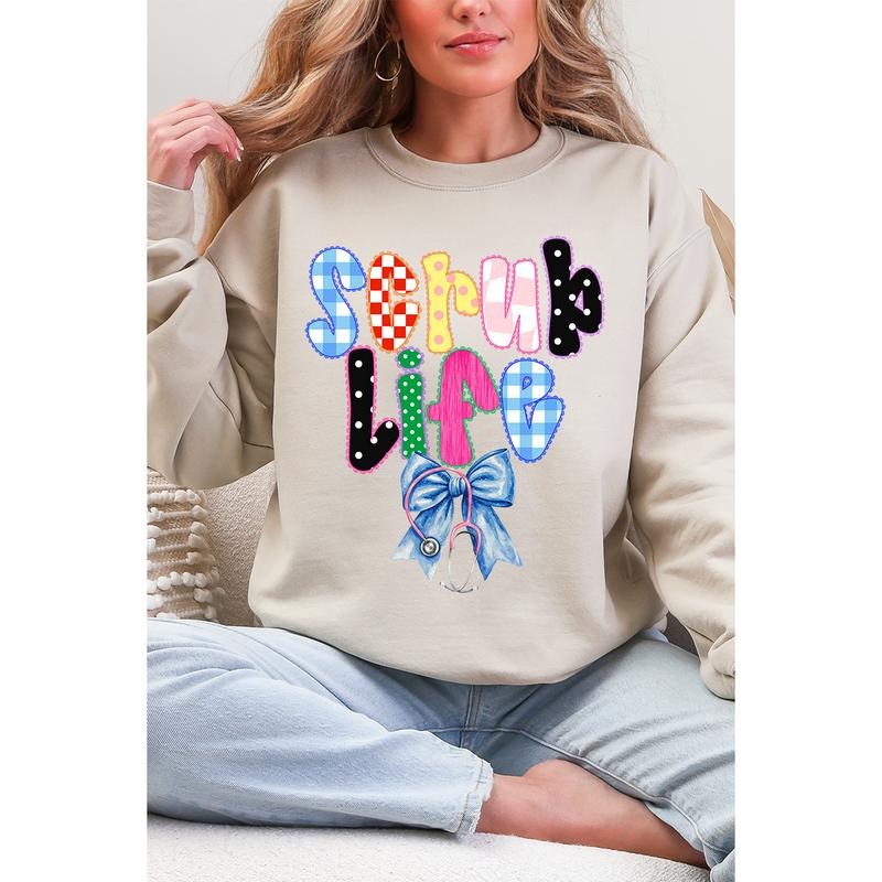 Lace Scrub Life Heavy Blend Crew Sweatshirt, Colorful Women's Nurse Pullover Shirt Hoodie | PrintMintTees.com