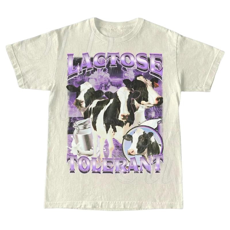 Lactose Tolerant Vintage Bootleg Comfort Colors T-shirt, Retro Milk 90s Funny Graphic Shirt, Funny Shirts For Friends,...