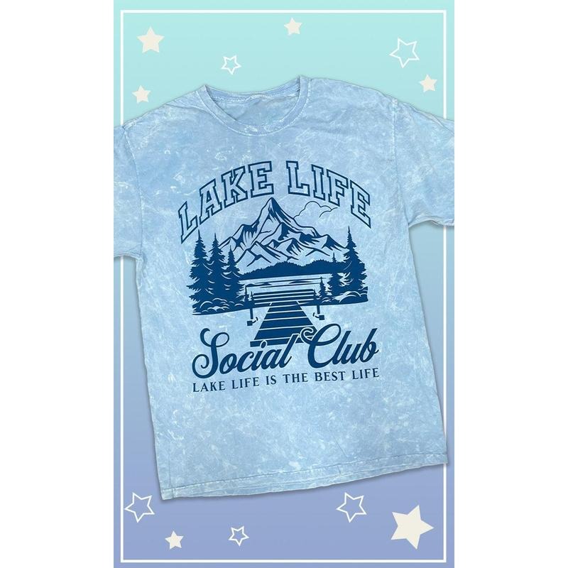 Lake Life Social Club Graphic Mineral Washed T-Shirt Hoodie Sweatshirt | PrintMintTees.com