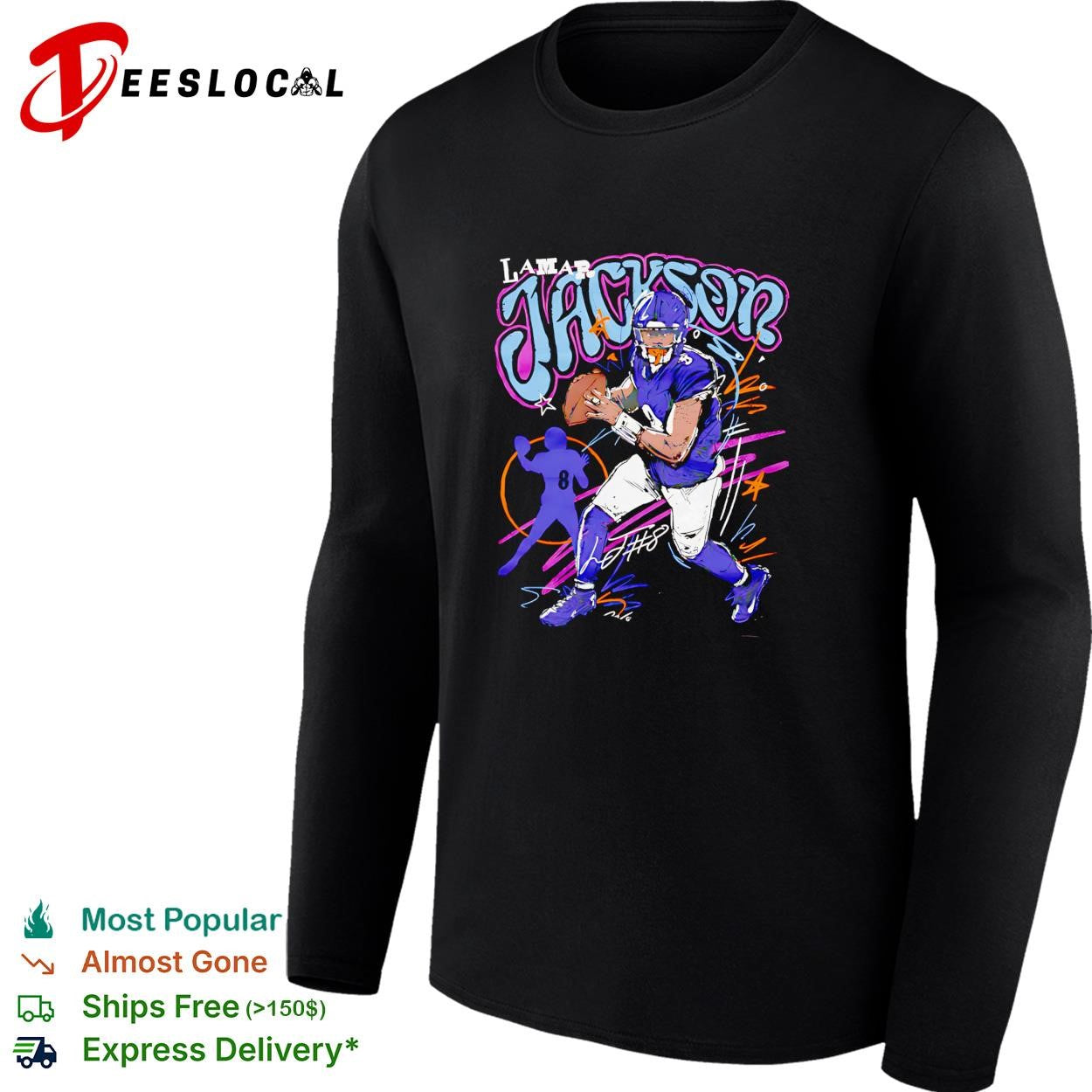 Lamar Jackson Baltimore Ravens graffiti style shirt