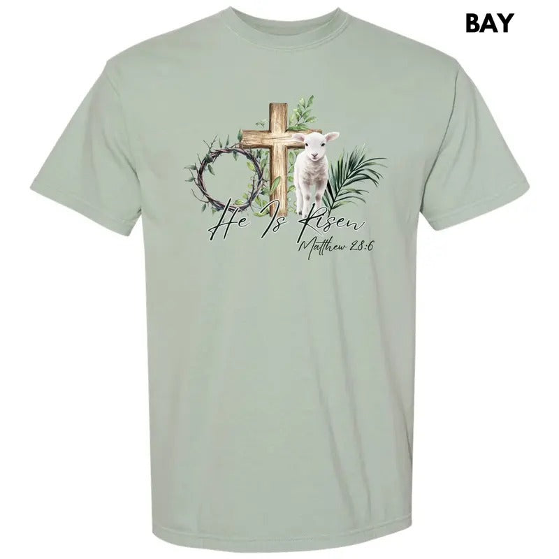 Lamb He Is Risen Comfort Colors T-Shirt 'NLB' Hoodie Sweatshirt | PrintMintTees.com