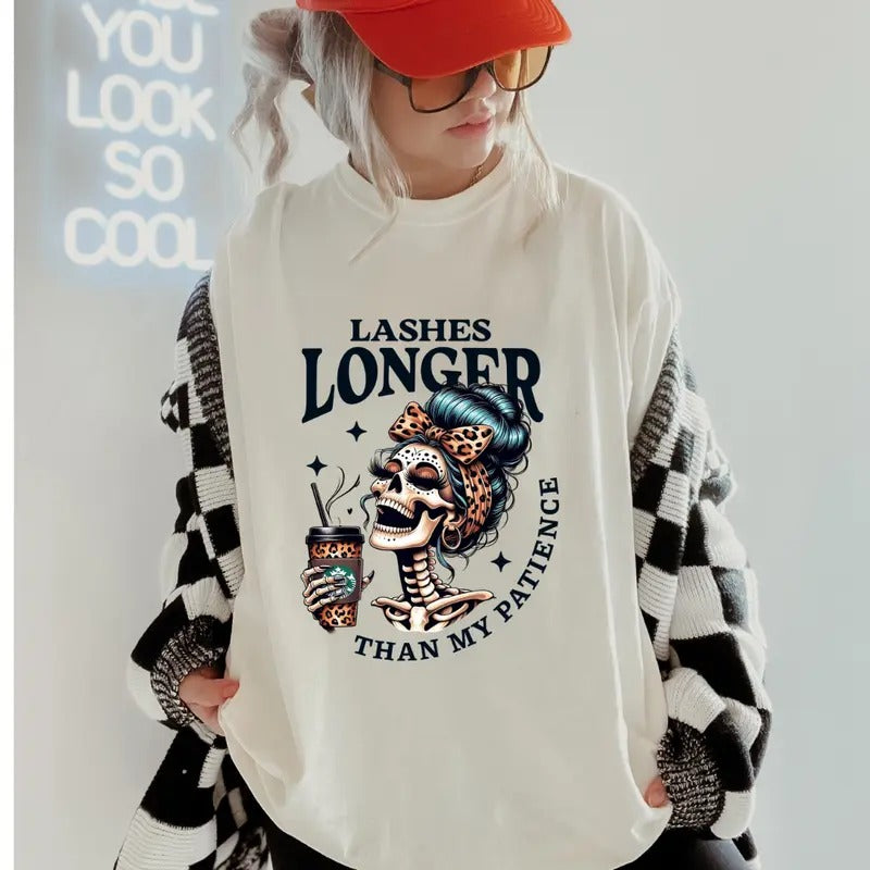 Lashes longer than my Patience Shirt ~ Comfort Colors T-Shirt Unisex Apparel Relaxed Fit Printed in the USA Clothing...