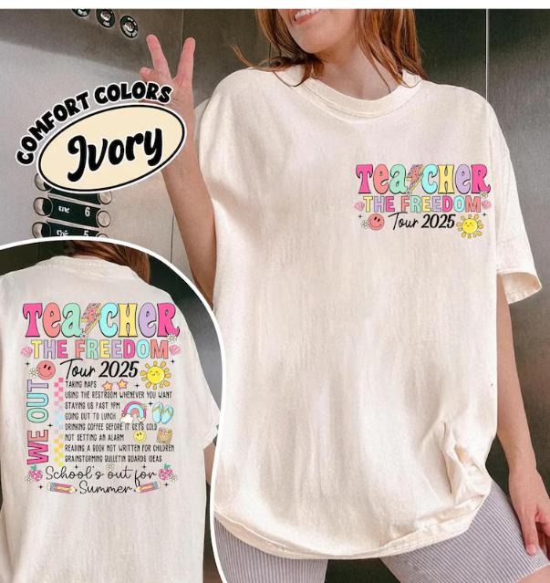 Last Day of School Shirt, Teacher The Freedom Tour 2025 Shirt, Summer T-shirt, Teacher Summer Gift Idea, Teacher Team...