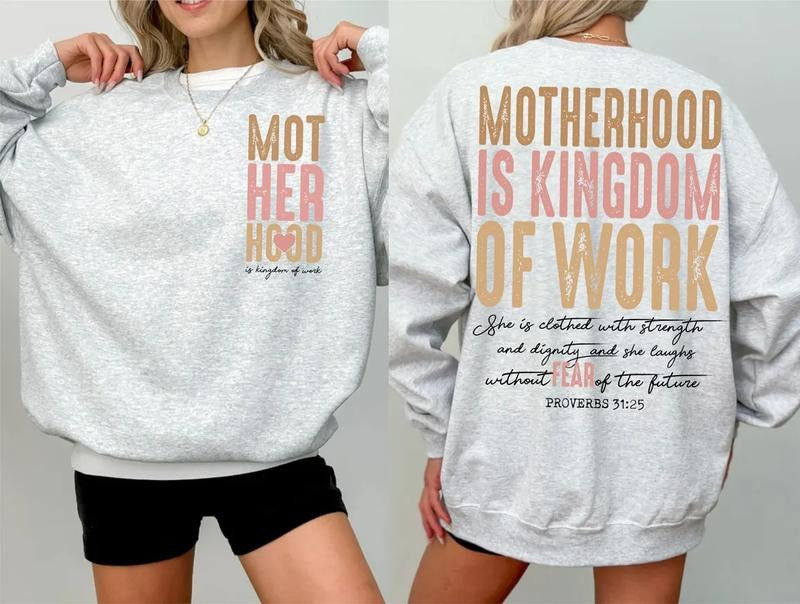 Latarshia Grant Store Motherhood Christian Mom Shirt Motherhood is Kingdom Work Hoodie Sweatshirt | PrintMintTees.com
