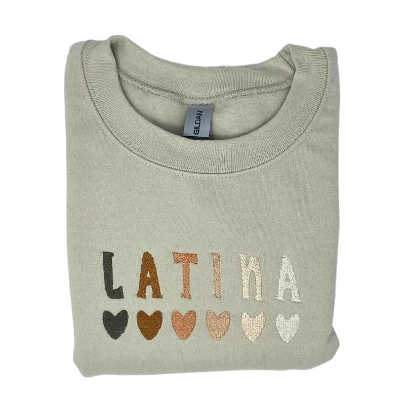 Latina Hearts Embroidered Sweatshirt T-Shirts, Hoodie | PrintMintTees.com