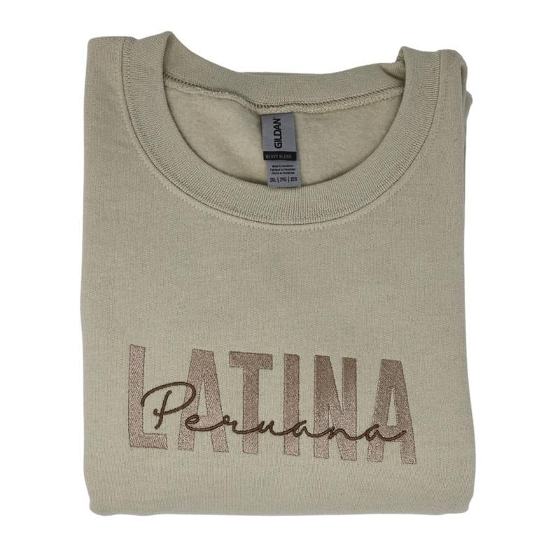 Latina Peruana Embrodiered Cotton Sweatshirt Casual Classic Sweaters T-Shirts, Hoodie | PrintMintTees.com