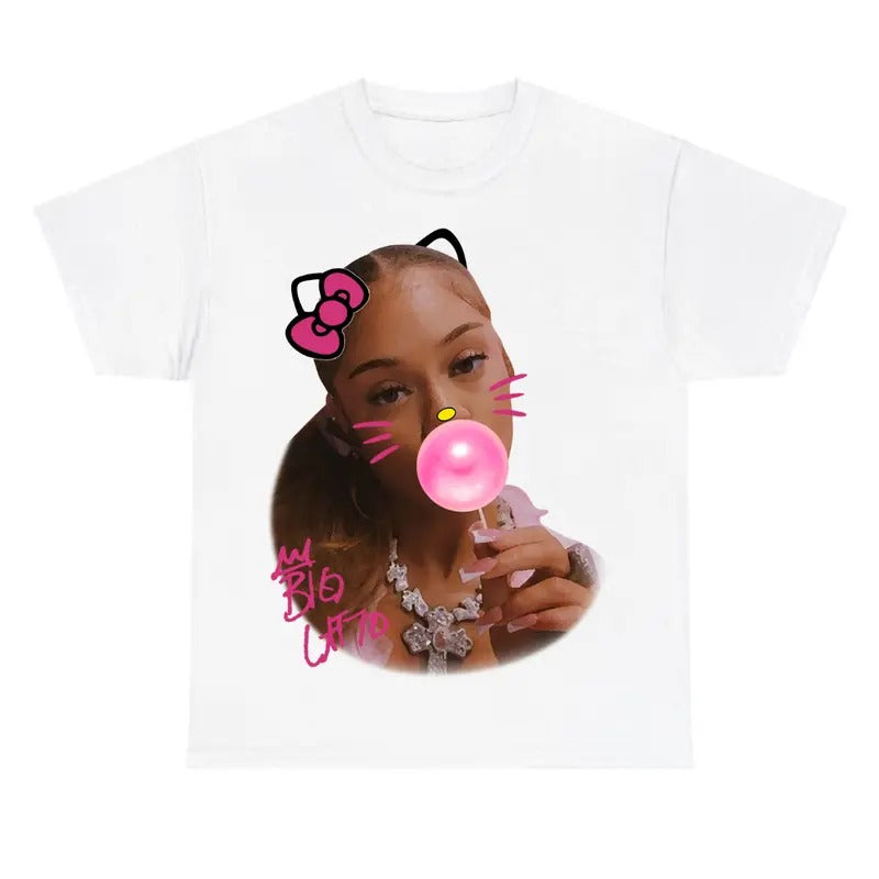 Lattoo Kittyy Bubble Gum Shirt Cotton Fabric Hoodie, Sweatshirt | PrintMintTees.com