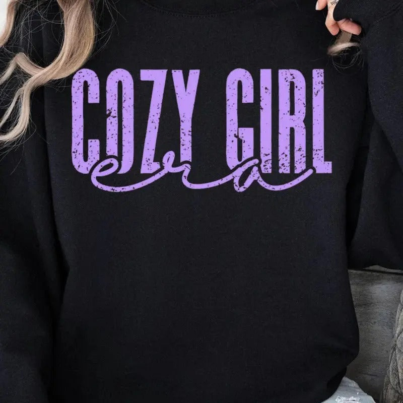 Lavender Cozy Girl Era Unisex NuBlend Crew Sweatshirt Shirt Hoodie | PrintMintTees.com